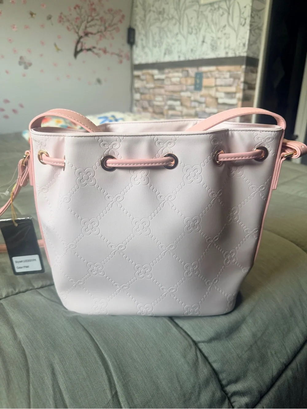 Crossi Newyork Pink Drawstring Buckle Bag NWT